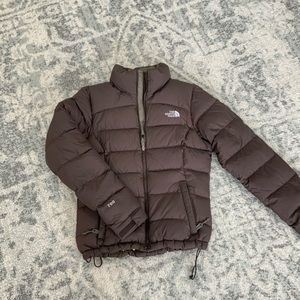 North face vintage brown nupse puffer coat XS/ S